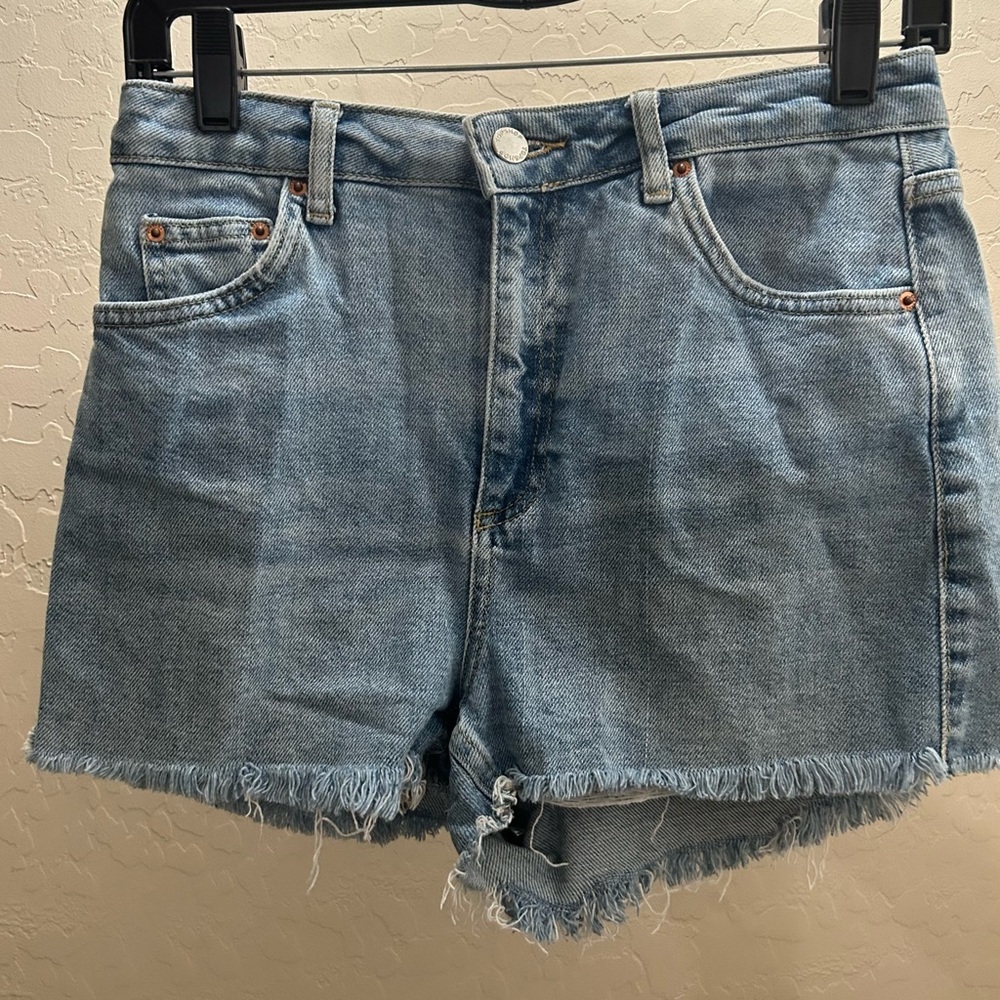 Topshop Moto Light Blue Jean Shorts